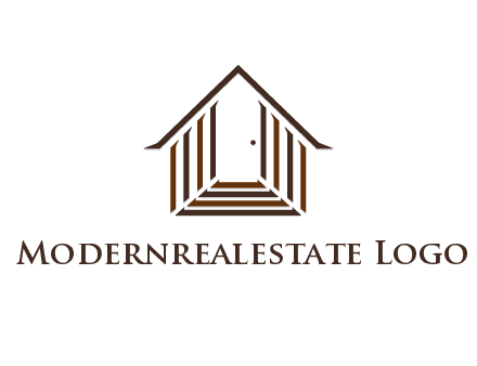 house construction logo with mandela effect on the stairs leading to a door