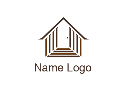 house construction logo with mandela effect on the stairs leading to a door
