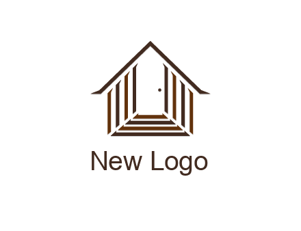 house construction logo with mandela effect on the stairs leading to a door