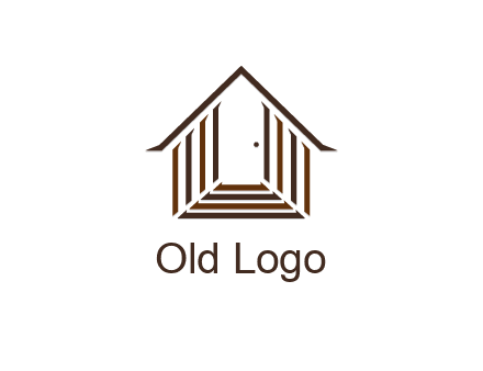 house construction logo with mandela effect on the stairs leading to a door