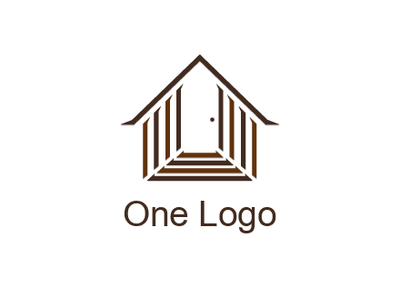 house construction logo with mandela effect on the stairs leading to a door