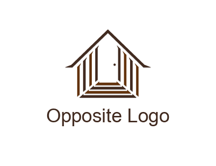 house construction logo with mandela effect on the stairs leading to a door