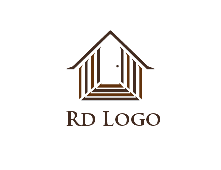 house construction logo with mandela effect on the stairs leading to a door