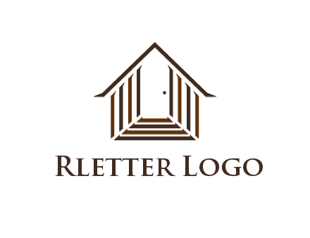 house construction logo with mandela effect on the stairs leading to a door