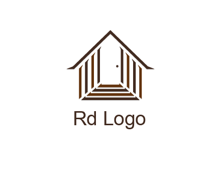 house construction logo with mandela effect on the stairs leading to a door