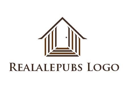 house construction logo with mandela effect on the stairs leading to a door