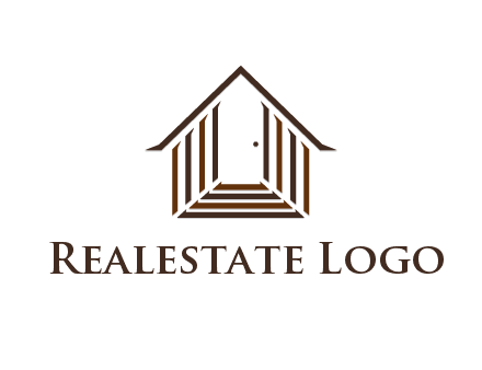 house construction logo with mandela effect on the stairs leading to a door