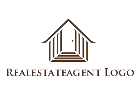 house construction logo with mandela effect on the stairs leading to a door