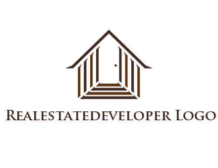house construction logo with mandela effect on the stairs leading to a door