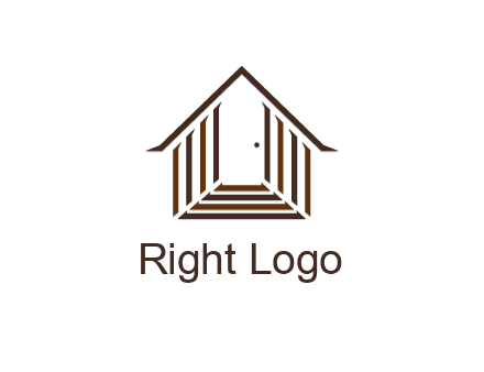 house construction logo with mandela effect on the stairs leading to a door