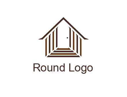 house construction logo with mandela effect on the stairs leading to a door