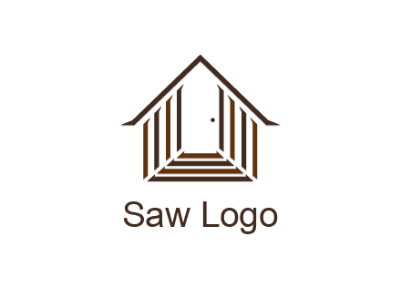 house construction logo with mandela effect on the stairs leading to a door