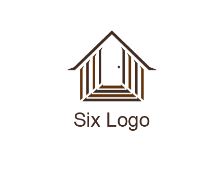 house construction logo with mandela effect on the stairs leading to a door