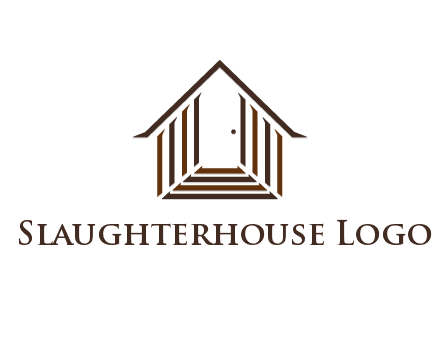 house construction logo with mandela effect on the stairs leading to a door