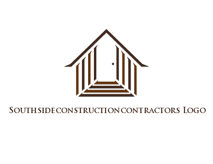 house construction logo with mandela effect on the stairs leading to a door