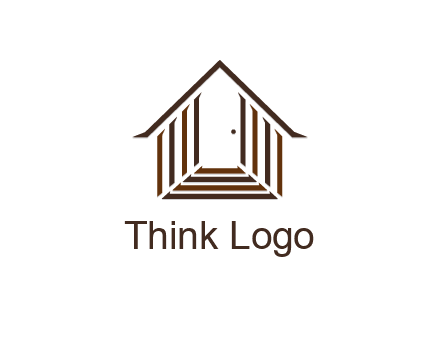 house construction logo with mandela effect on the stairs leading to a door