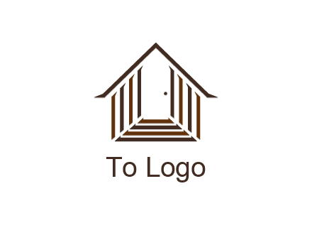 house construction logo with mandela effect on the stairs leading to a door