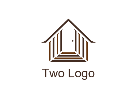 house construction logo with mandela effect on the stairs leading to a door