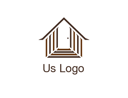 house construction logo with mandela effect on the stairs leading to a door