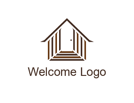 house construction logo with mandela effect on the stairs leading to a door