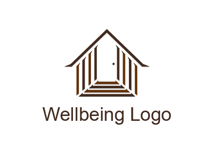 house construction logo with mandela effect on the stairs leading to a door