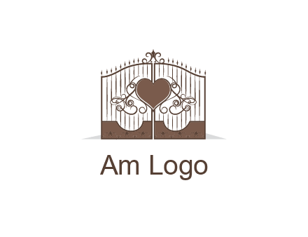 heart on a fence gate illustration