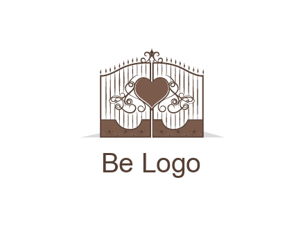 heart on a fence gate illustration
