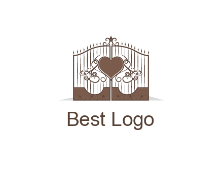 heart on a fence gate illustration