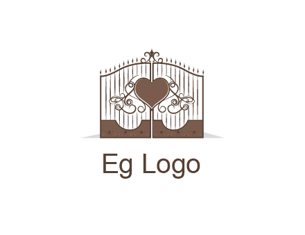 heart on a fence gate illustration