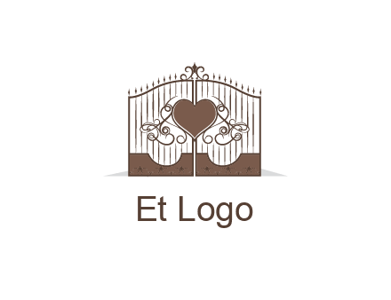 heart on a fence gate illustration
