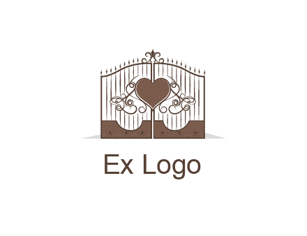 heart on a fence gate illustration