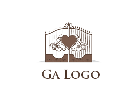 heart on a fence gate illustration