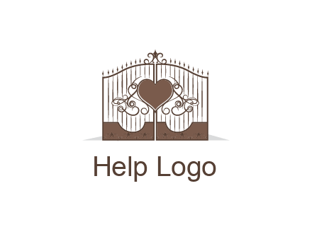 heart on a fence gate illustration