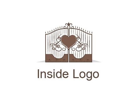 heart on a fence gate illustration
