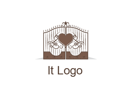heart on a fence gate illustration