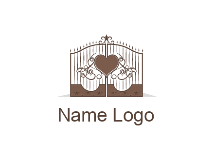 heart on a fence gate illustration