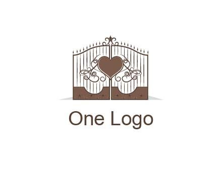 heart on a fence gate illustration