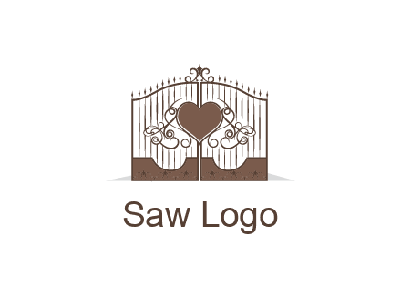 heart on a fence gate illustration