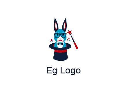 rabbit inside a hat with a magician's wand