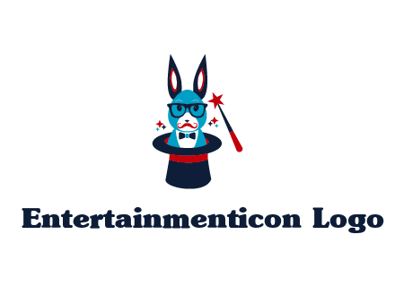 rabbit inside a hat with a magician's wand
