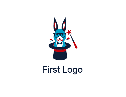 rabbit inside a hat with a magician's wand