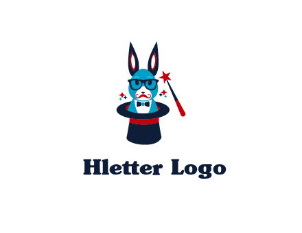 rabbit inside a hat with a magician's wand