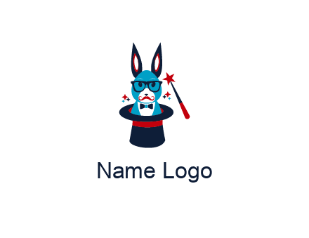 rabbit inside a hat with a magician's wand