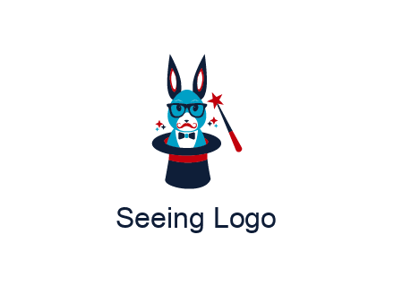 rabbit inside a hat with a magician's wand