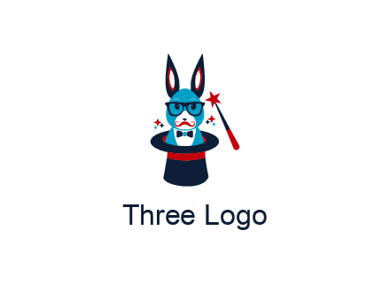 rabbit inside a hat with a magician's wand