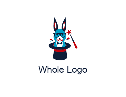 rabbit inside a hat with a magician's wand