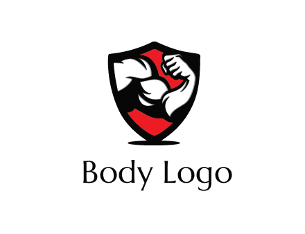 bicep of a bodybuilder in a fitness logo