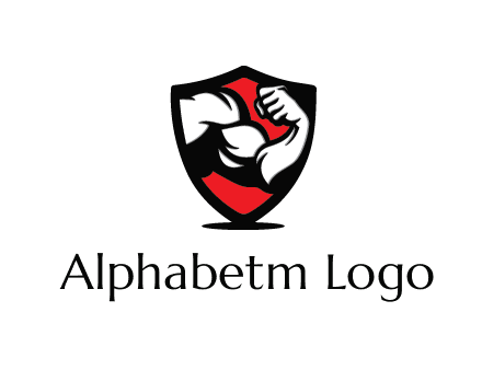 bicep of a bodybuilder in a fitness logo
