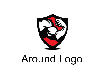 bicep of a bodybuilder in a fitness logo