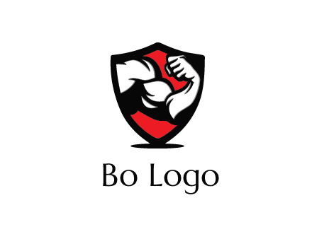 bicep of a bodybuilder in a fitness logo